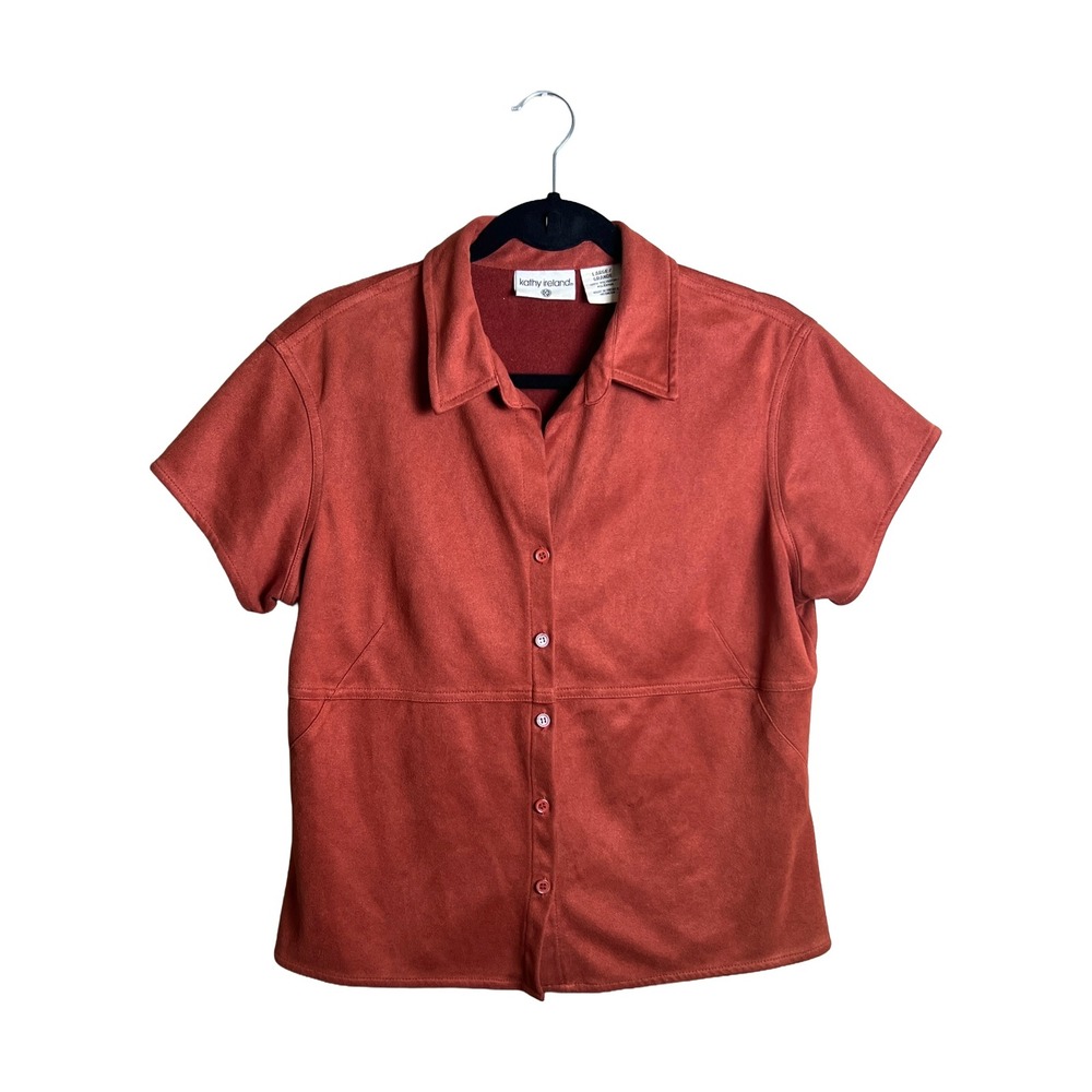 Kathy Ireland Faux Suede Shirt Y2K Women's Large Western Whimsigoth Top L